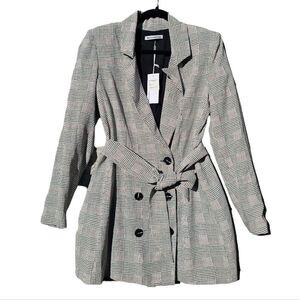 Reformation Cole Washington Plaid Double Breasted Blazer Jacket Dress‎ Size M